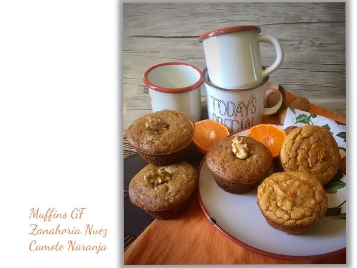 Muffins Zanahoria Nuez y Camote Naranja Sin Gluten